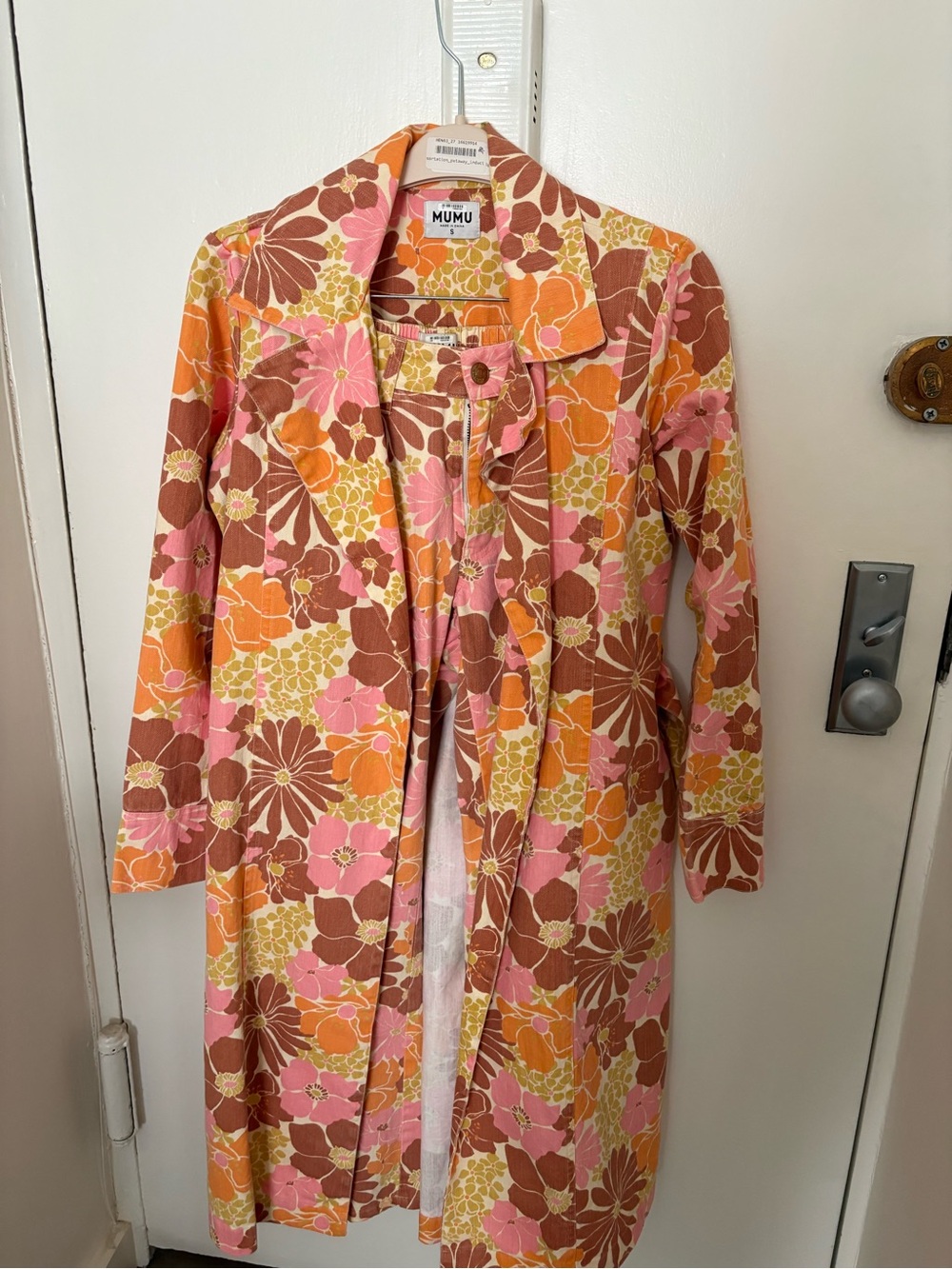 Show Me Your MuMu Floral Trench Coat in Pink, Orange & Brown